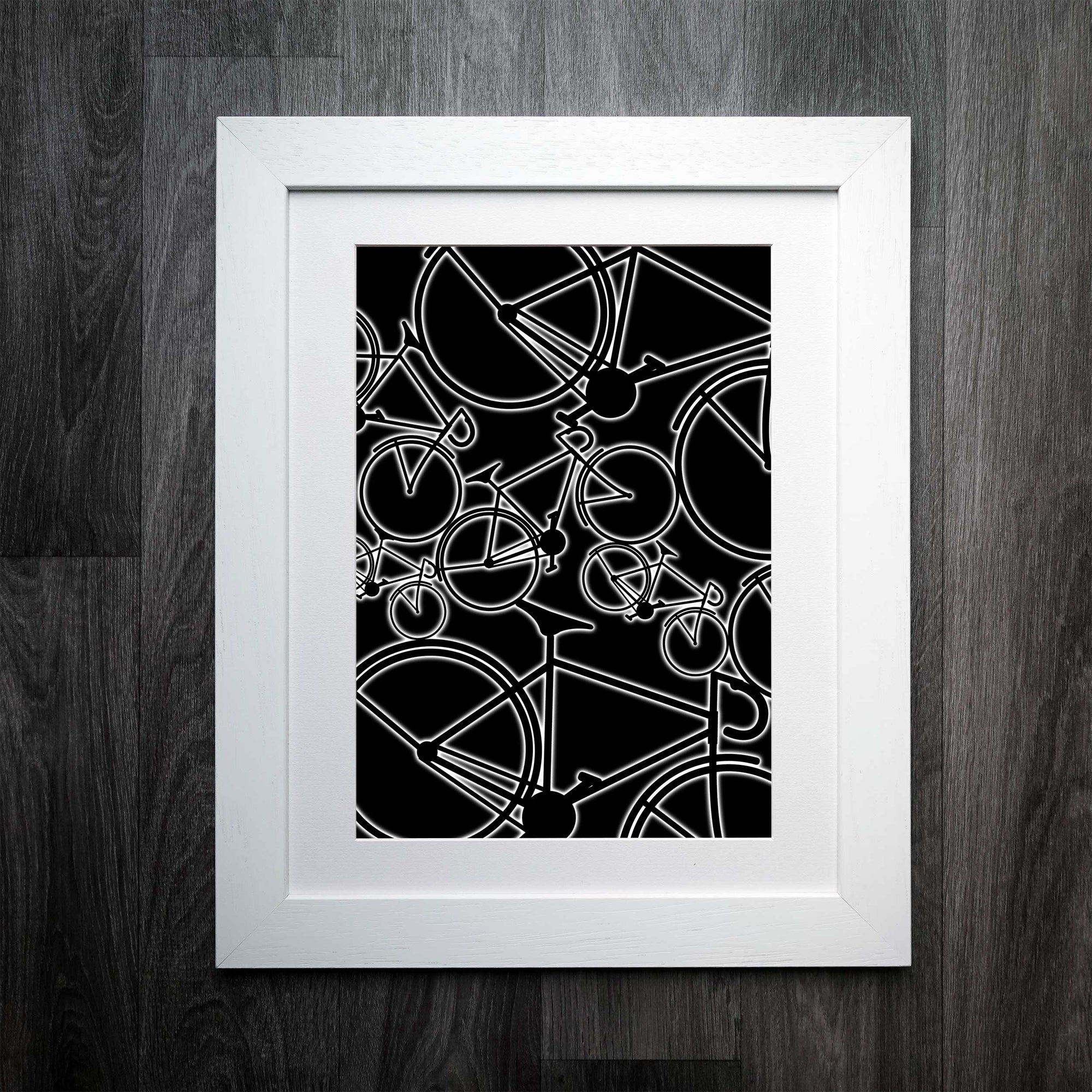 Glow Bikes Collage Cycling Print: Exclusive Design, Only at EllieBeanPrints