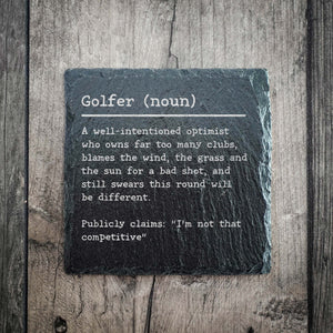 Golfer Dictionary Definition Slate Coaster - Competitve