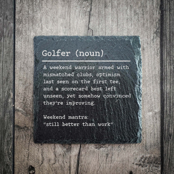 Golfer Dictionary Definition Slate Coaster - Better Than Work ...