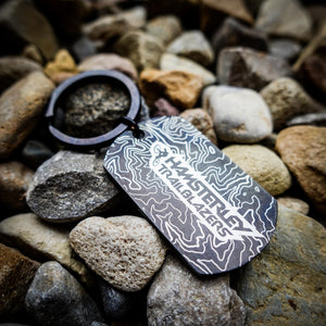 Hamsterley Trailblazers Black Metal Keyring | Logo & Contours with Optional ICE QR Code