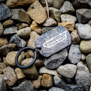 Hamsterley Trailblazers Black Metal Keyring | Logo & Contours with Optional ICE QR Code