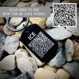 Hamsterley Trailblazers Black Metal Keyring | Logo & Contours with Optional ICE QR Code