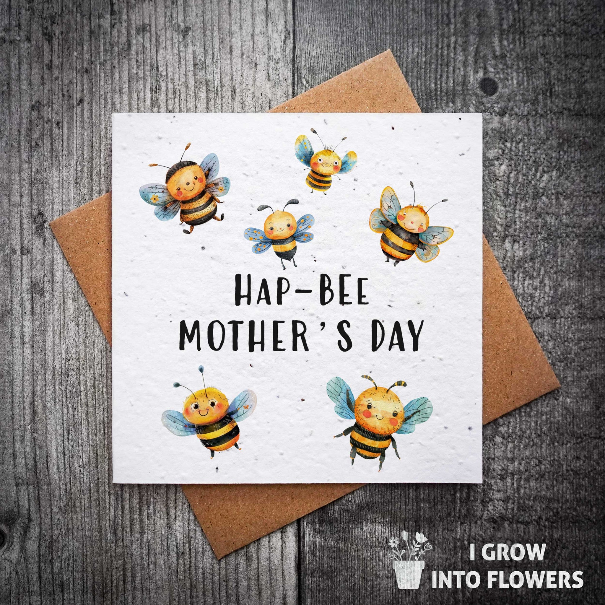 mother's day card with flower seeds Happ-Bee Mother's Day Plantable Wildflower Mother's Day Card | Cards F