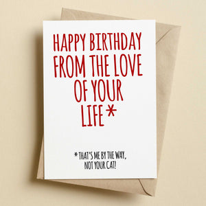 Happy Birthday From The Love Of Your Life Funny Birthday Card - Cat