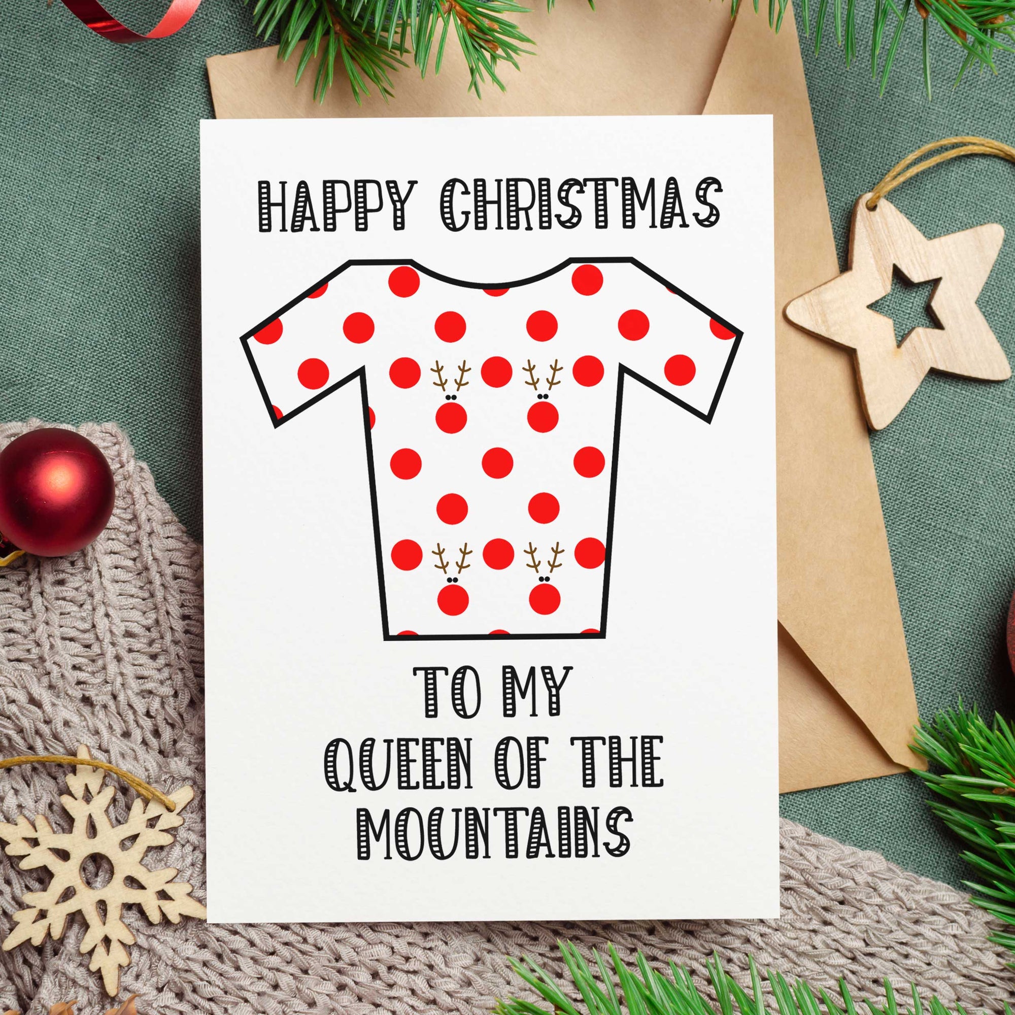 Happy Christmas To My Queen Of The Mountains Cycling Christmas Card