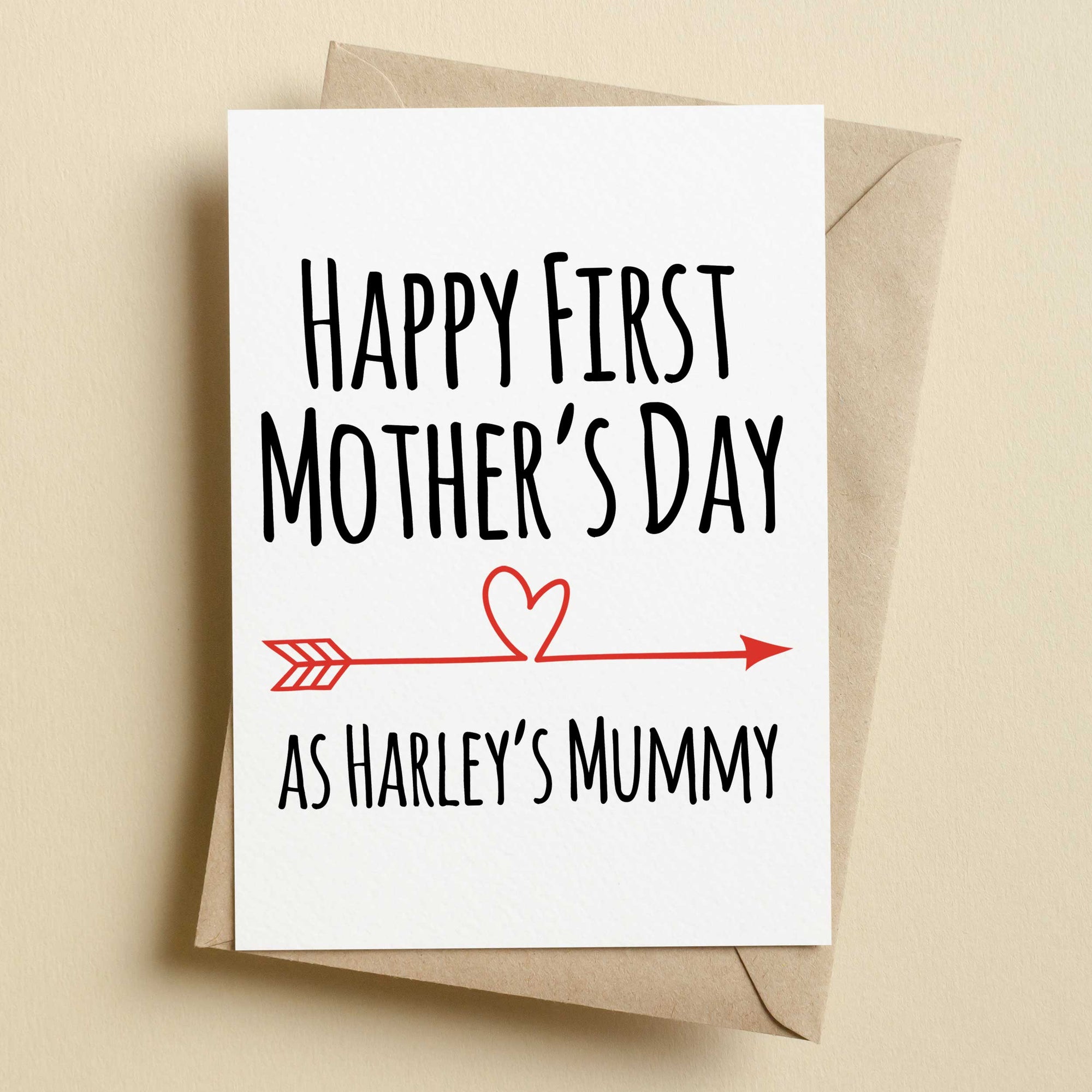 Personalised Happy First Mother's Day Heart & Arrow Card