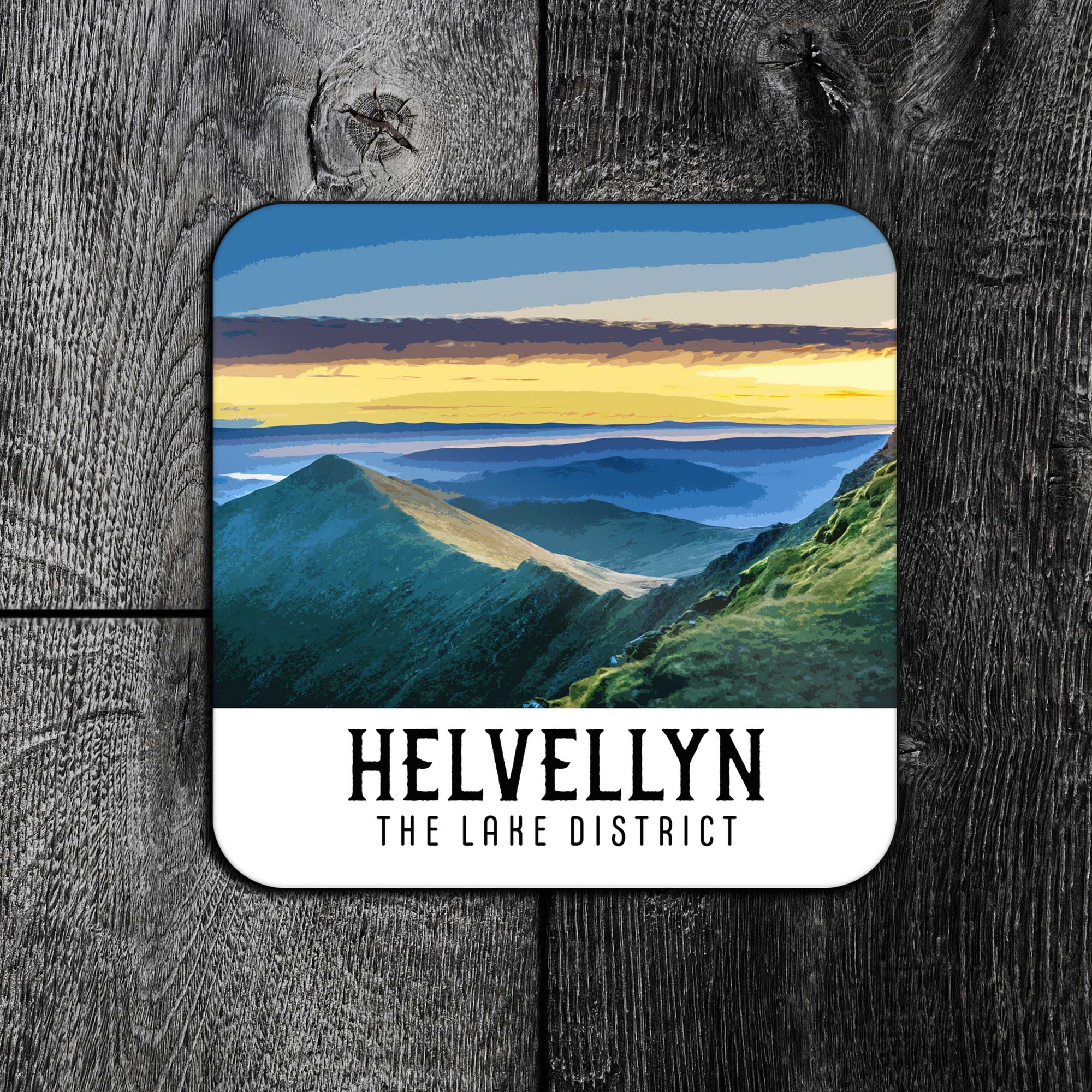 Helvellyn Sunrise Coaster: A Lake District Morning Captured in Vintage Style