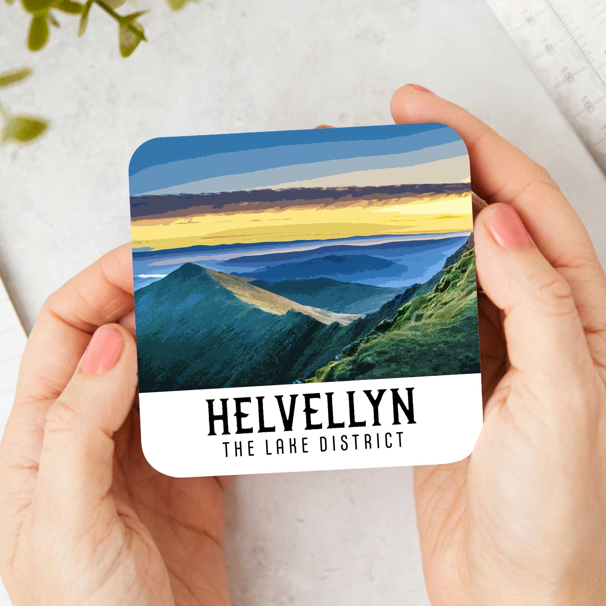 Helvellyn Sunrise Coaster: A Lake District Morning Captured in Vintage Style