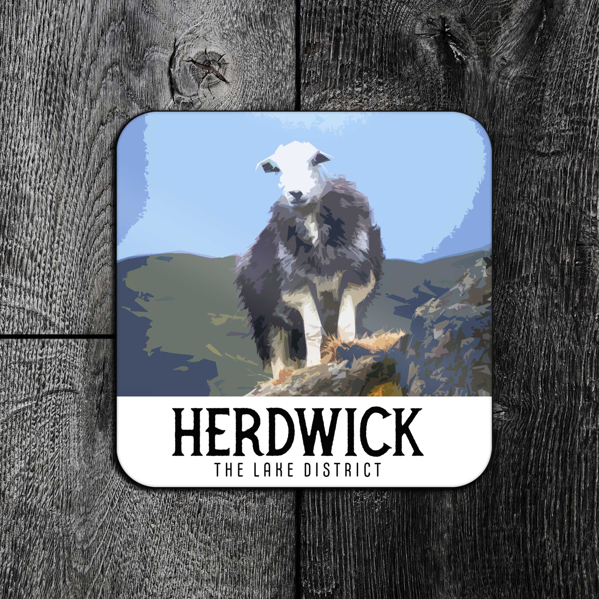 Herdwick Sheep Vintage Travel Poster Coaster - Lake District
