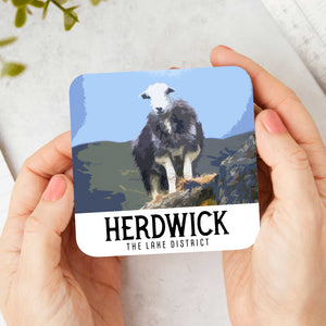 Herdwick Sheep Vintage Travel Poster Coaster - Lake District
