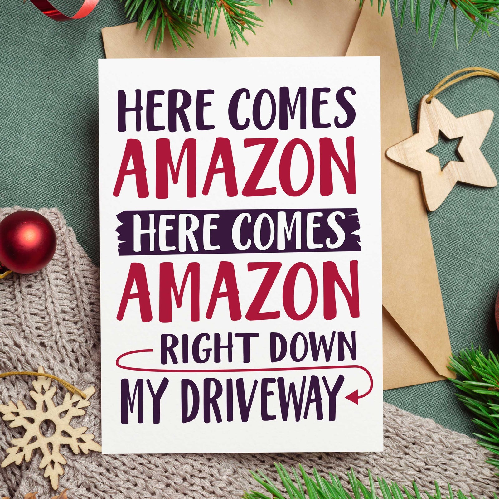 Here Comes Amazon Funny Christmas Card