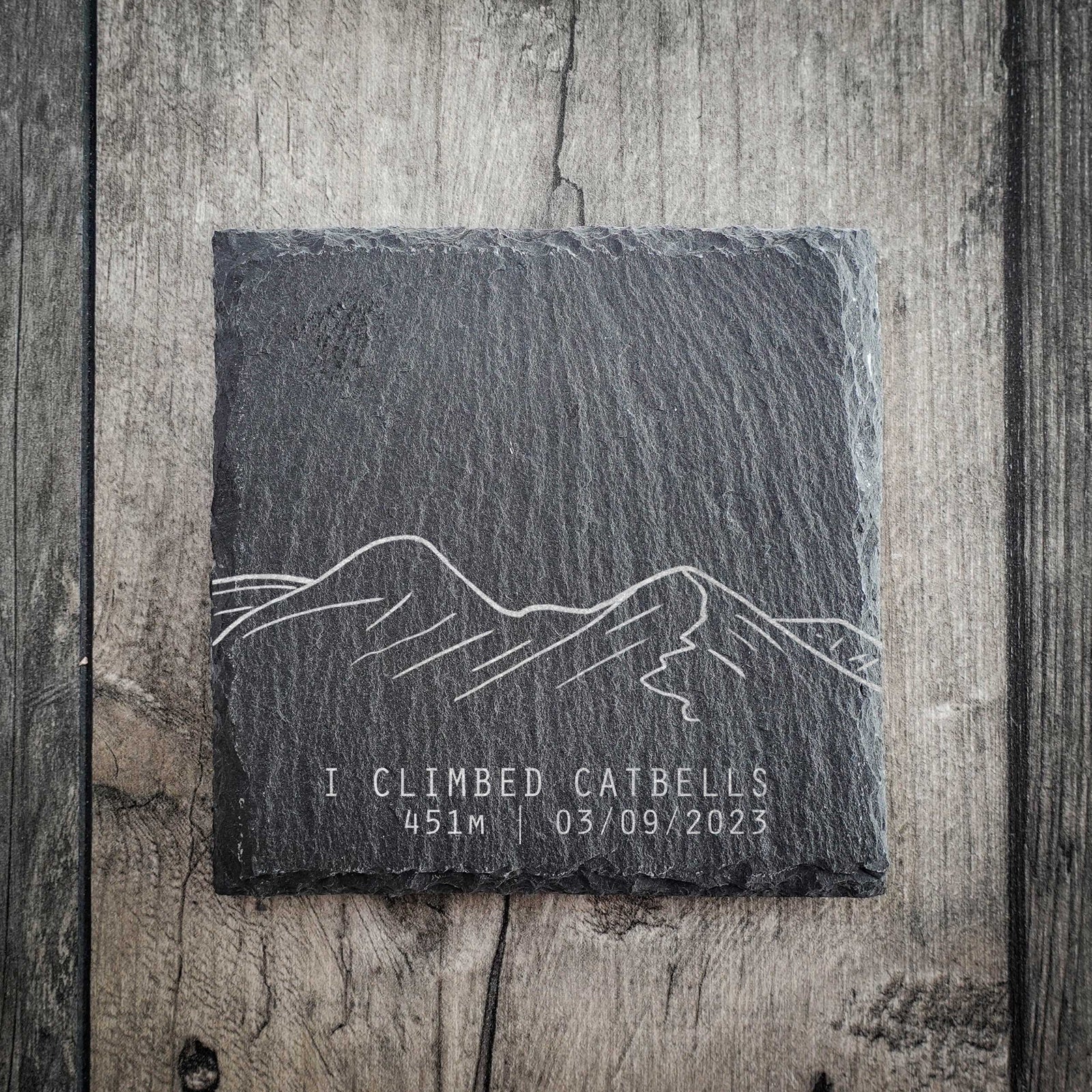 Personalised I Climbed Catbells Slate Summit Coaster