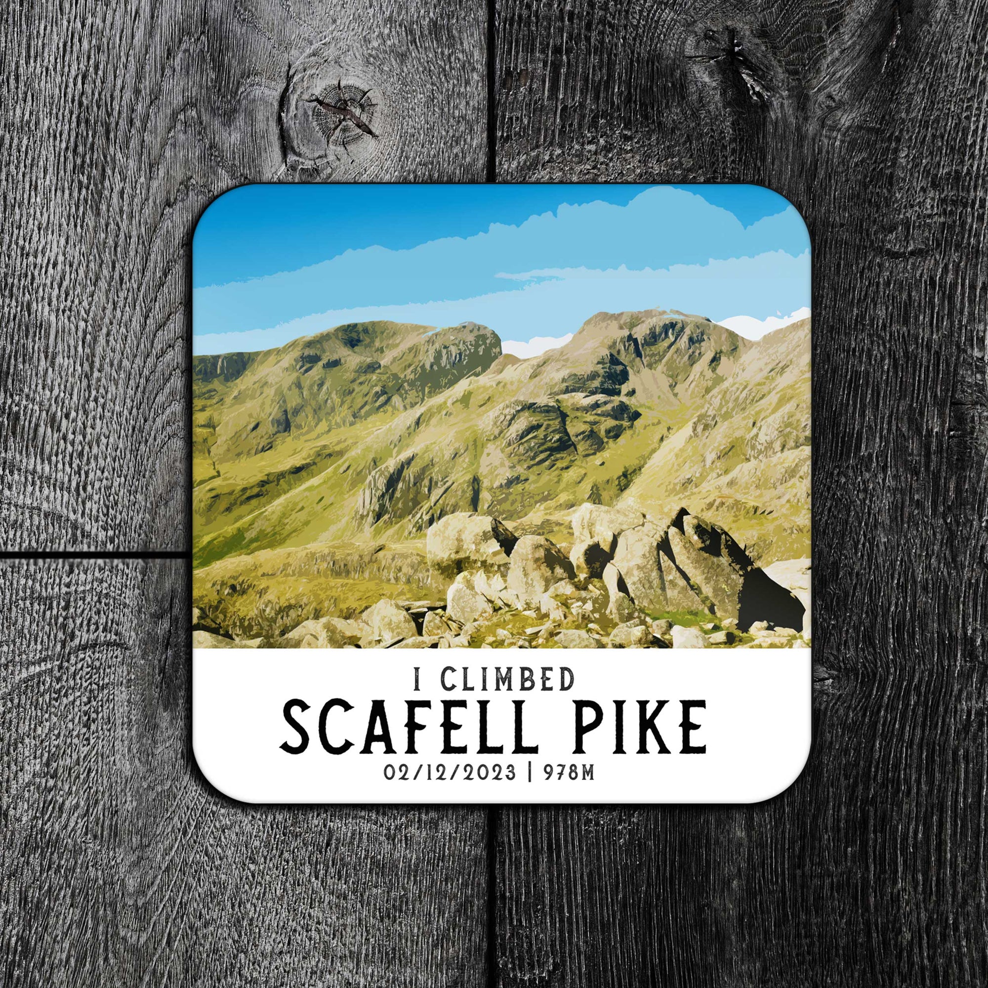 I Climbed Scafell Pike Personalised Summit Coaster | Travel Poster Style