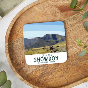 I Climbed Snowdon Personalised Summit Coaster | Travel Poster Style