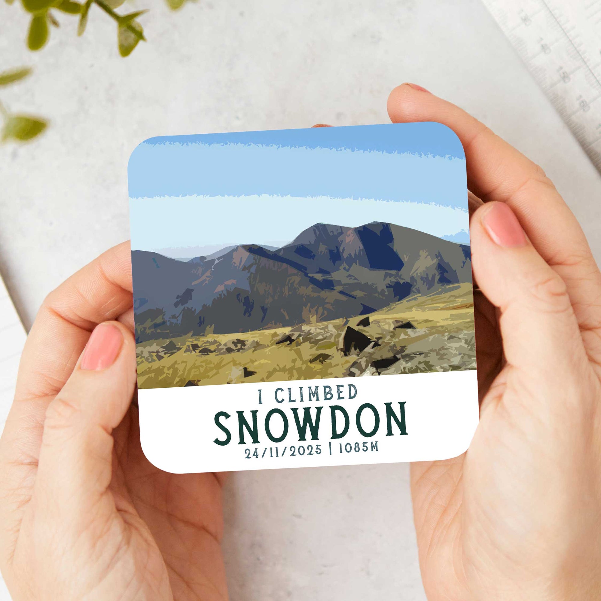 I Climbed Snowdon Personalised Summit Coaster | Travel Poster Style