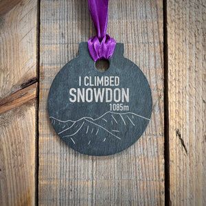 I Climbed Snowdon Laser Engraved Slate Medal | Yr Wyddfa Medal