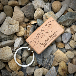 I Climbed Snowdon Laser Engraved Wooden Key Ring | Personalised