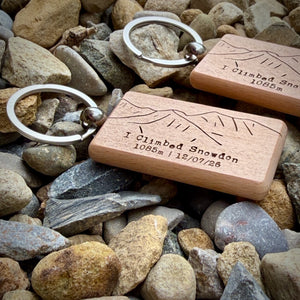 I Climbed Snowdon Laser Engraved Wooden Key Ring | Personalised