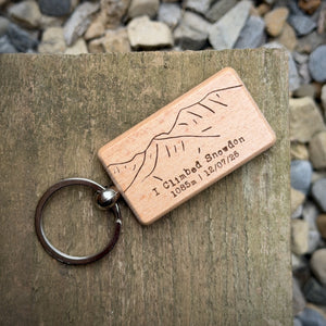 I Climbed Snowdon Laser Engraved Wooden Key Ring | Personalised