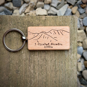 I Climbed Snowdon Laser Engraved Wooden Key Ring | Personalised