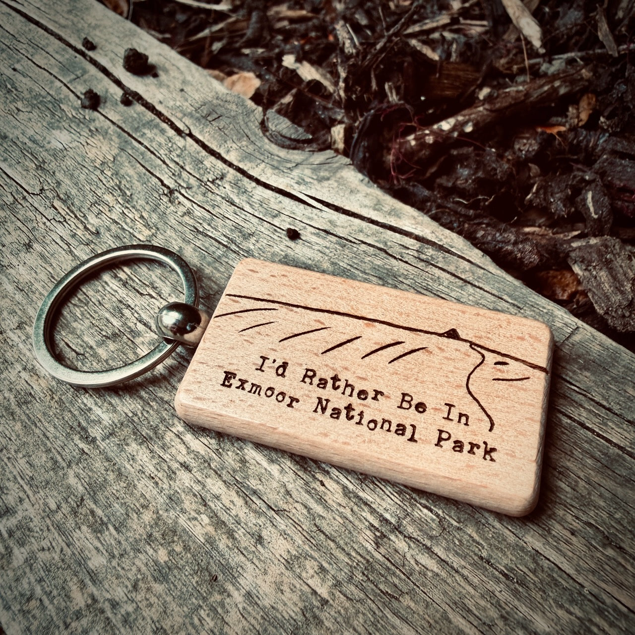 I'd Rather Be In Exmoor National Park Laser Engraved Wooden Keyring