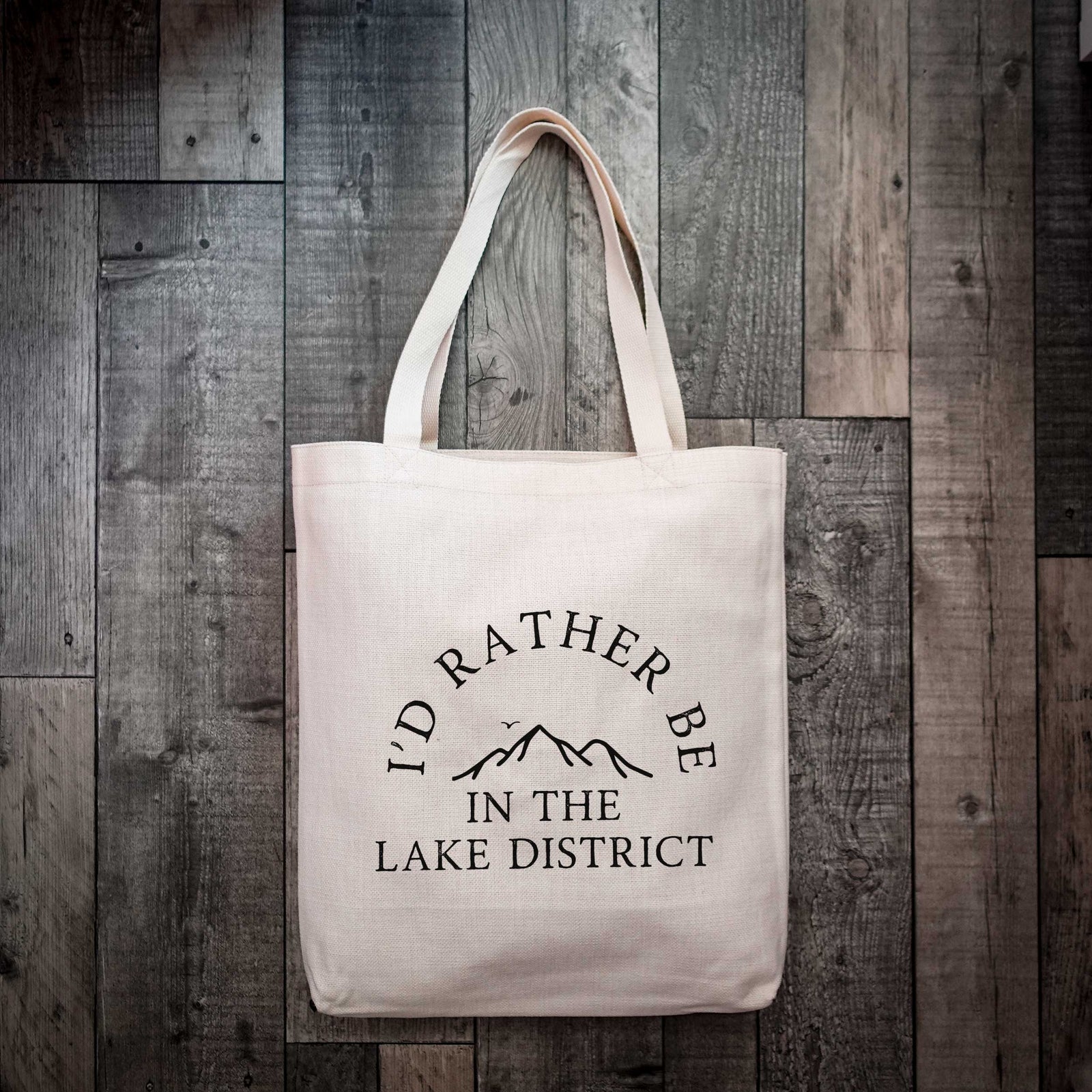 I'd Rather Be In The Lake District Premium Tote Bag | Vintage Style Logo Tote Bag