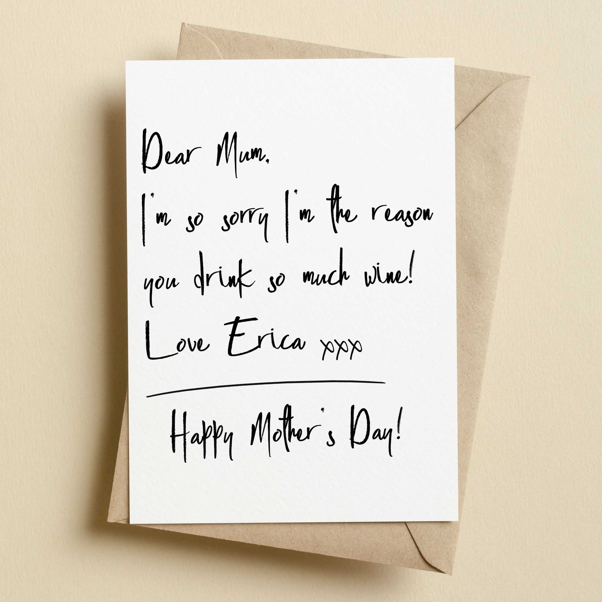 Dear Mum I'm Sorry I'm The Reason You Drink Card