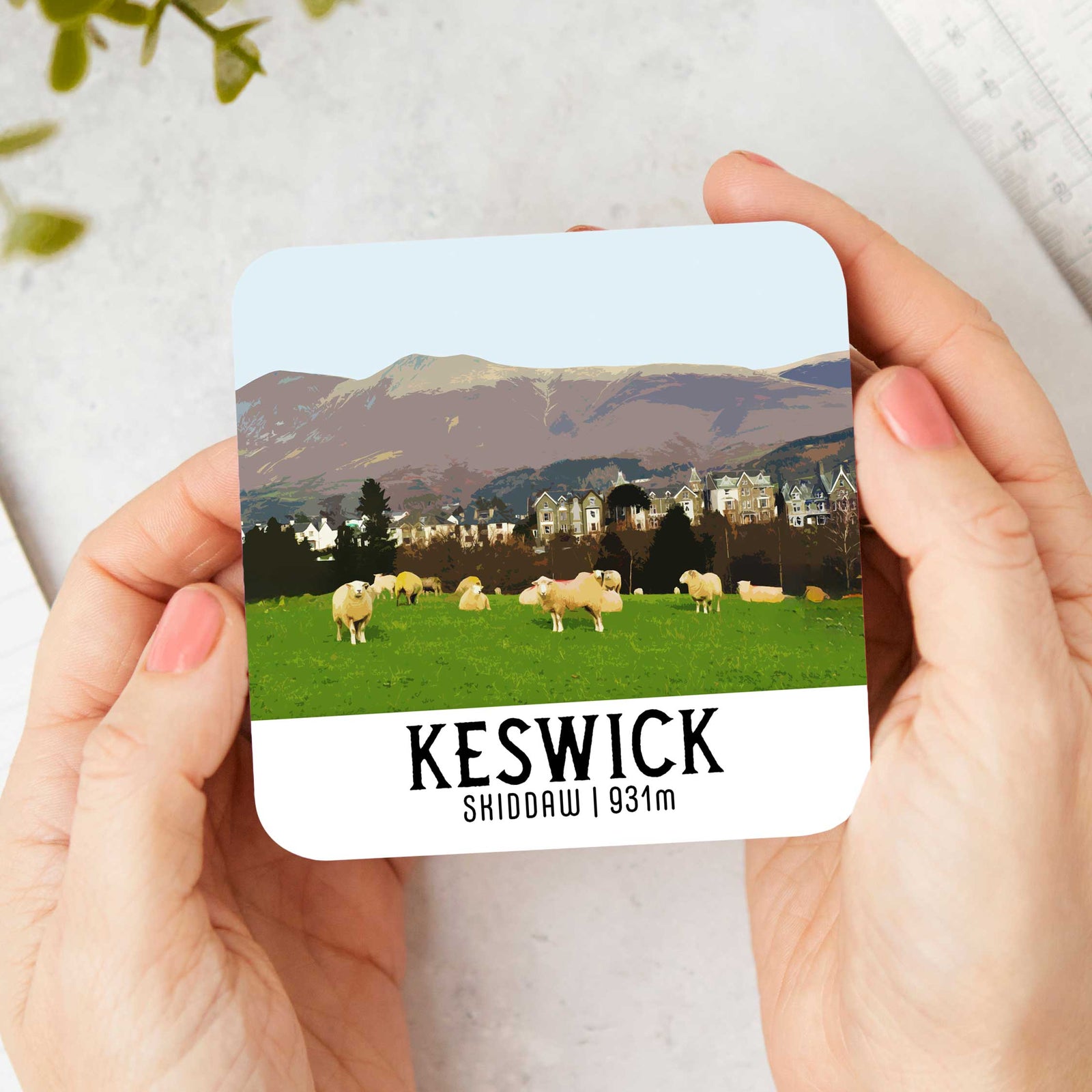 Keswick & Skiddaw Landscape Travel Poster Coaster