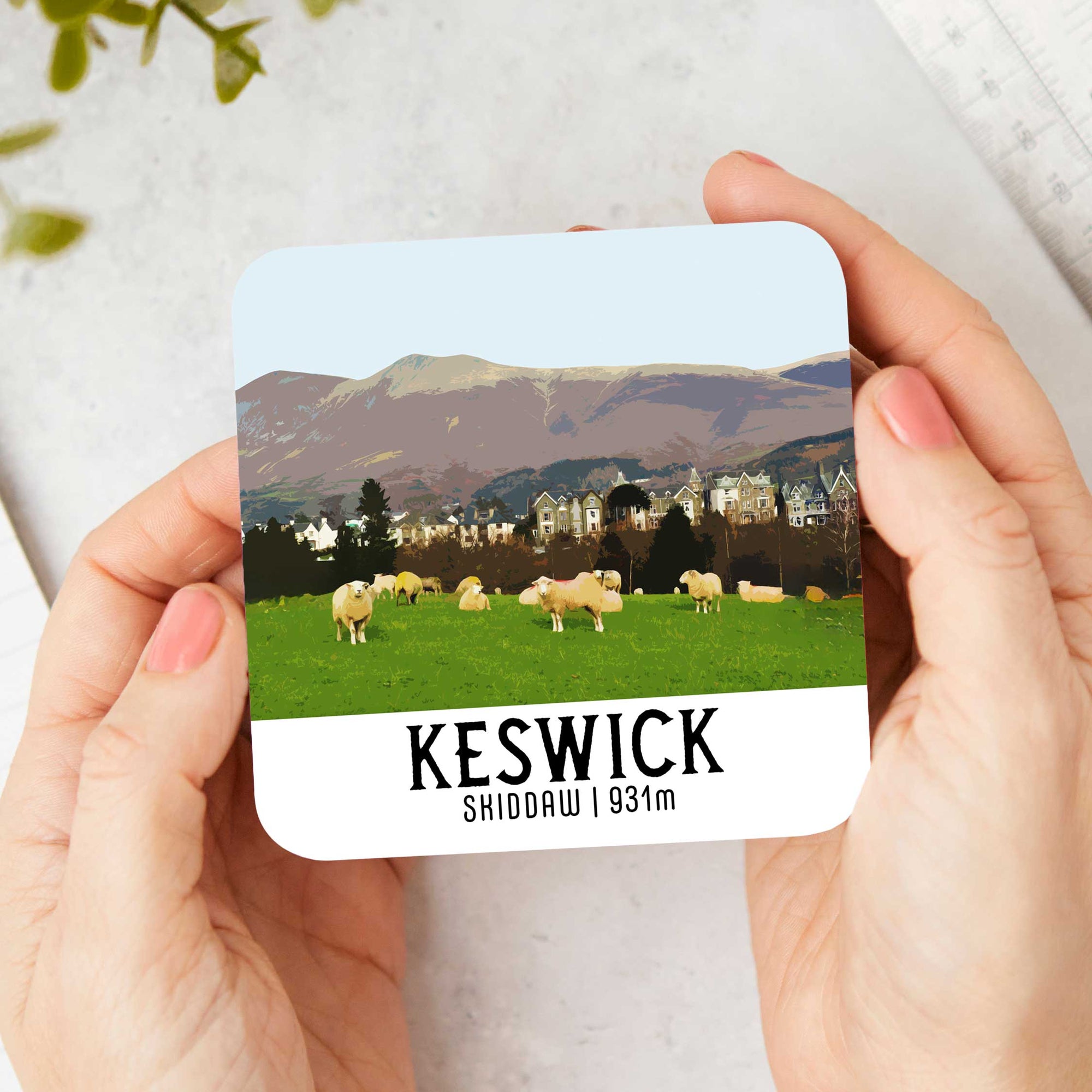 Keswick & Skiddaw Landscape Travel Poster Coaster