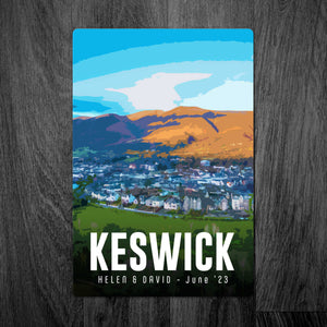 Personalised Keswick Vintage-Style Travel Sign: Skiddaw
