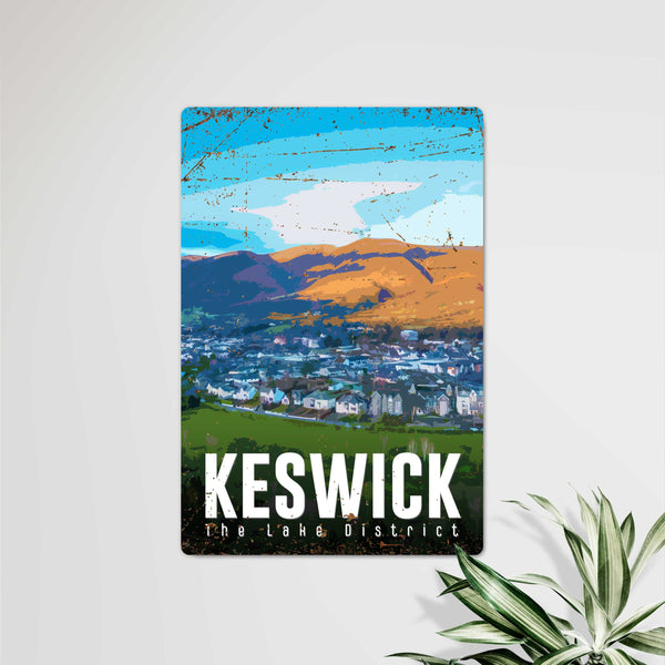 Keswick and Skiddaw VintageStyle Metal Sign Customisable Travel