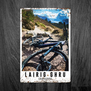 Personalised Mountain Biking Lairig Ghru Trail Vintage-Style Metal Sign - The Cairngorms Captured