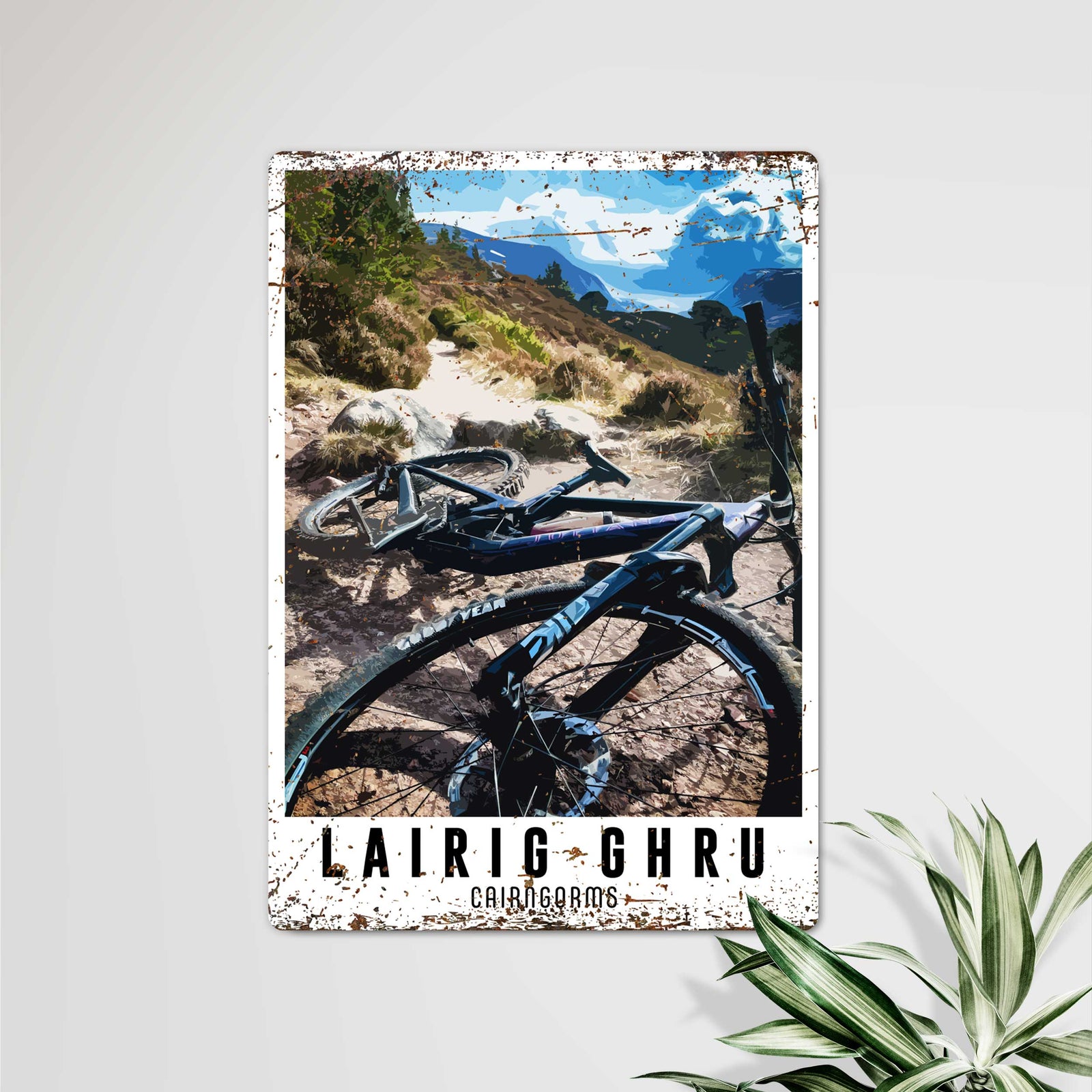 Personalised Mountain Biking Lairig Ghru Trail Vintage-Style Metal Sign - The Cairngorms Captured