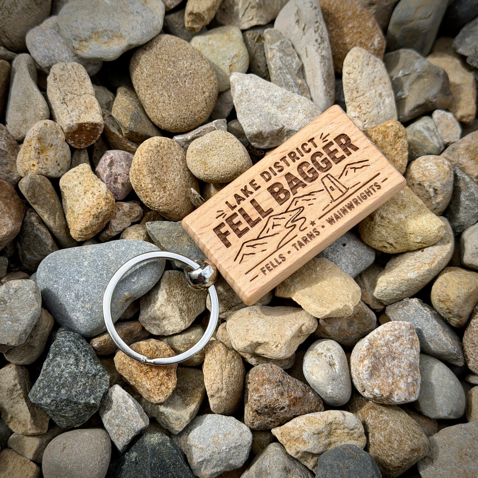 Lake District Fell Bagger Laser Engraved Wooden Key Ring