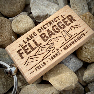 Lake District Fell Bagger Laser Engraved Wooden Key Ring