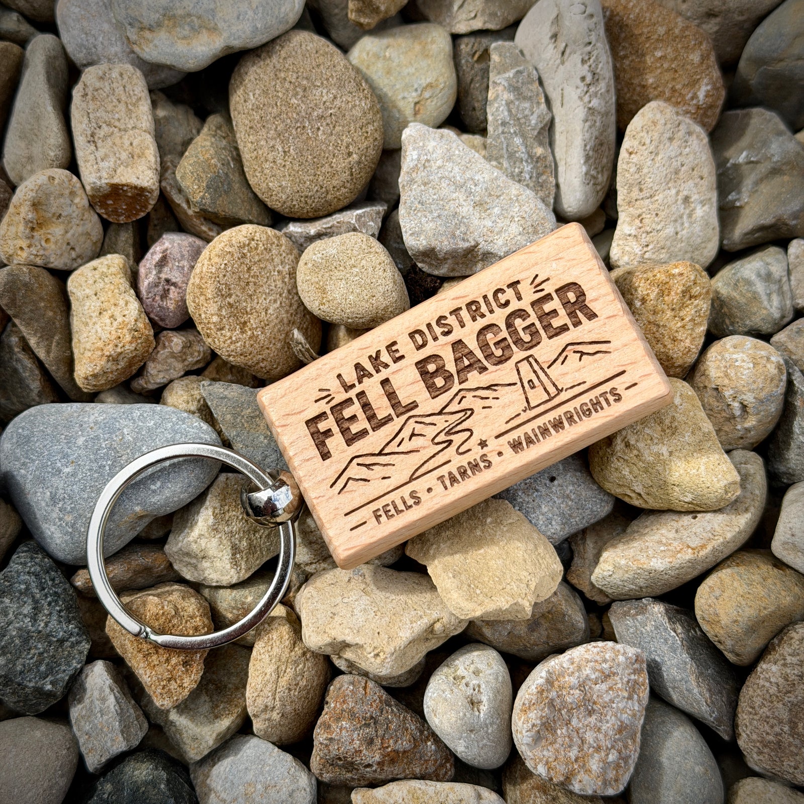 Lake District Fell Bagger Laser Engraved Wooden Key Ring