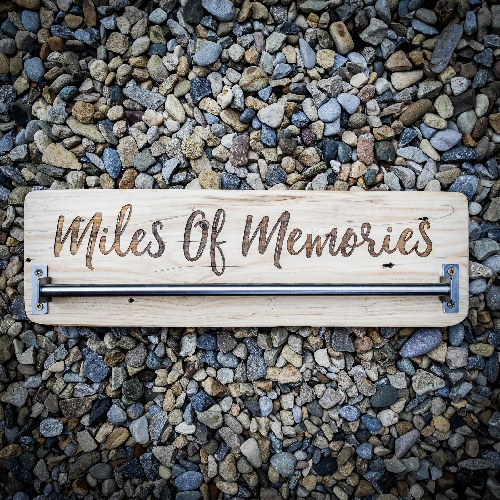 Mile Of Memories Laser Engraved Wooden Medal Rack - Rail Design