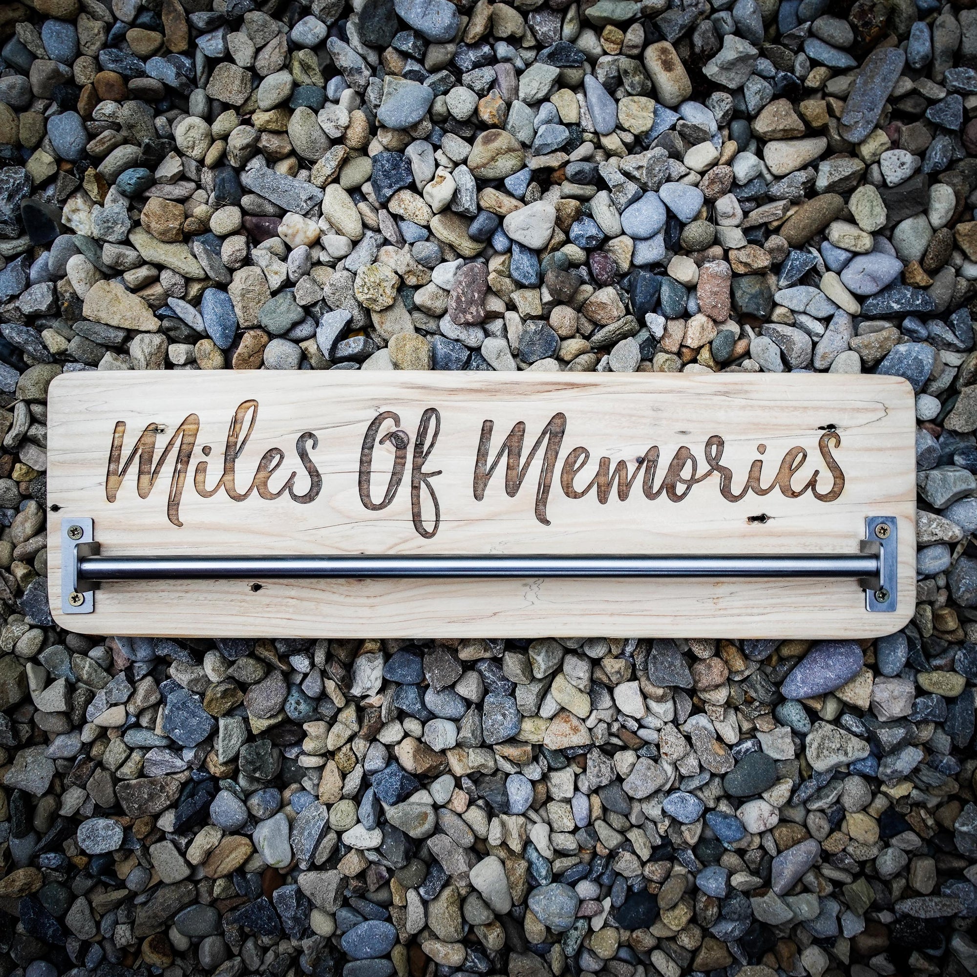 Mile Of Memories Laser Engraved Wooden Medal Rack - Rail Design