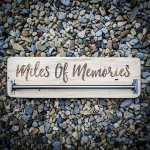 Mile Of Memories Laser Engraved Wooden Medal Rack - Rail Design