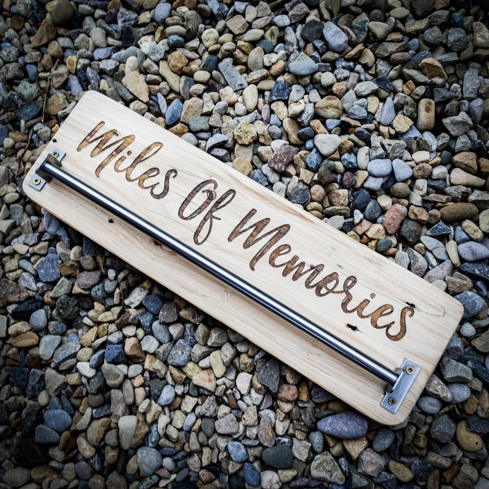 Mile Of Memories Laser Engraved Wooden Medal Rack - Rail Design