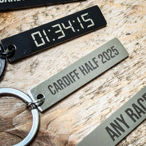 Personalised Digital Race Time Keyring | Any Race | Any Time