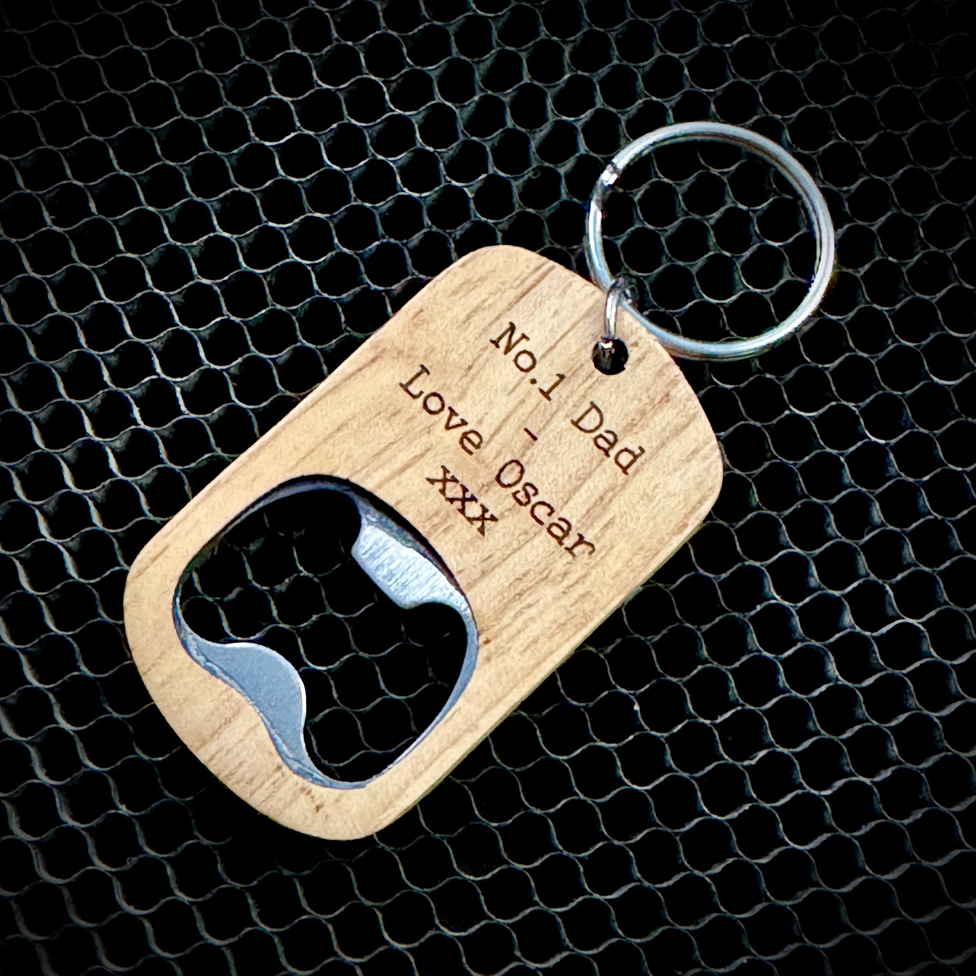Personalised Wooden Bike Bottle Opener Key Ring