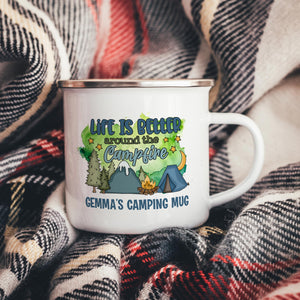 Personalised Campfire Enamel Mug - Life is Better Around the Fire