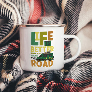 Life Is Better On The Road Campervan Enamel Mug