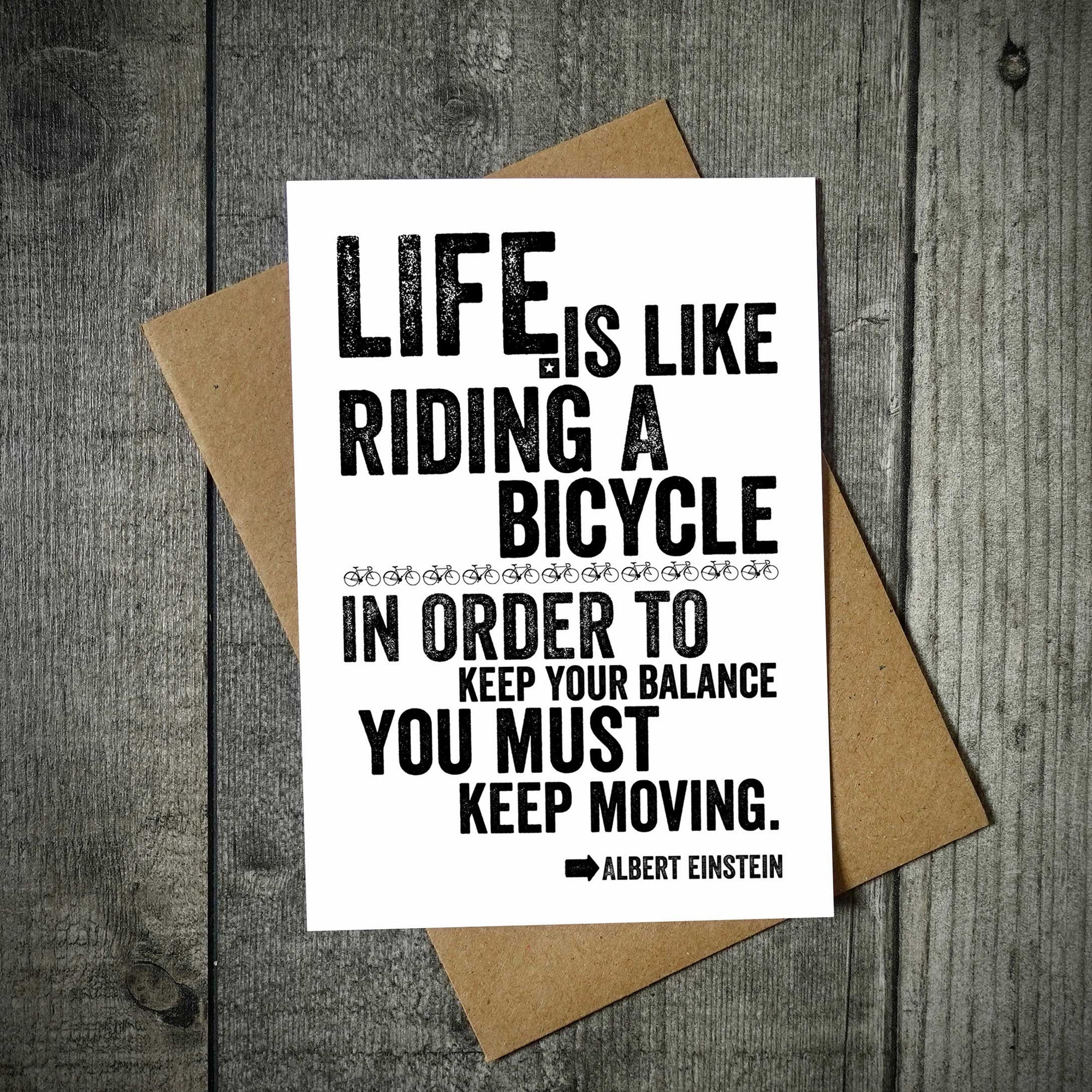 Life Is Like Riding A Bike Einstein Cycling Greetings Card