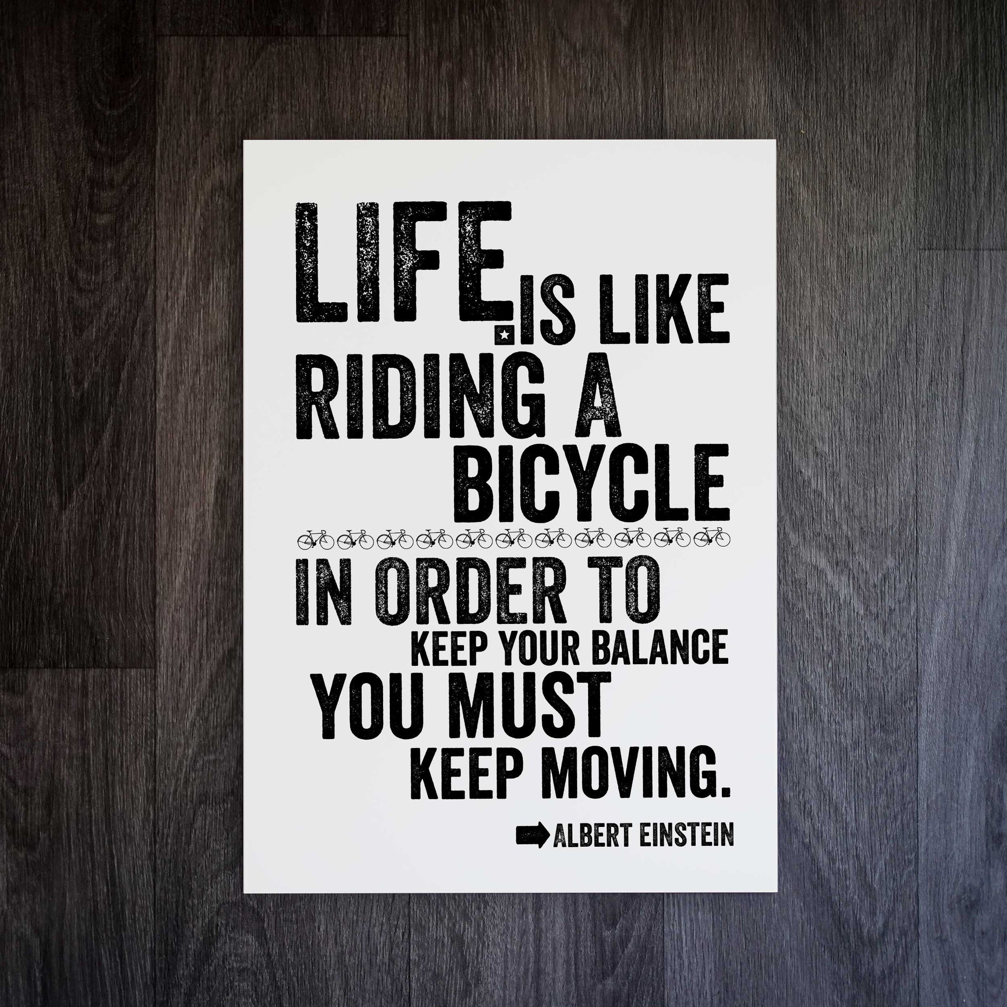 Keep Moving Albert Einstein Cycling Print: Life is Like Riding a Bike ...