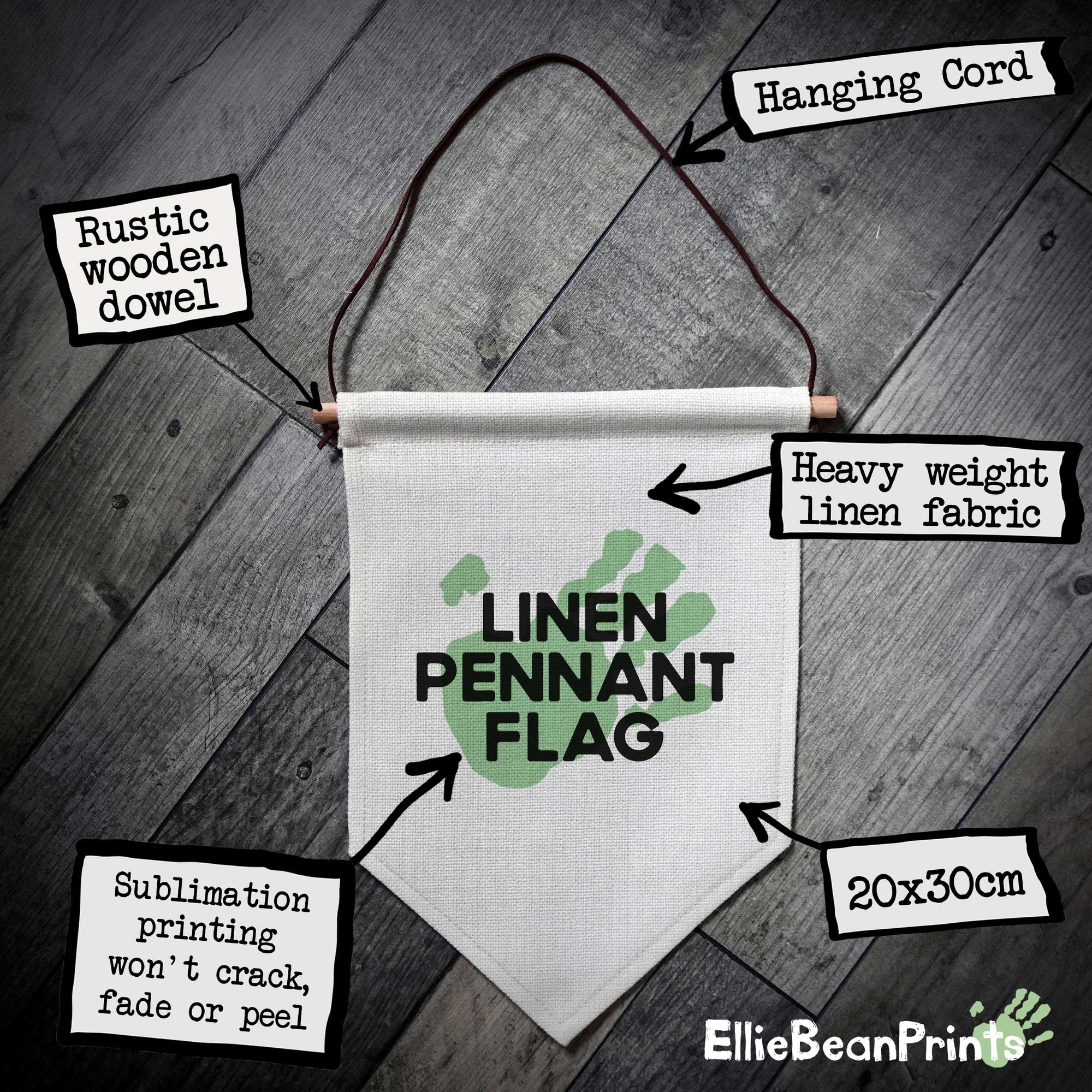 Personalised Premium Quality Linen Teacher Classroom Pennant Flag