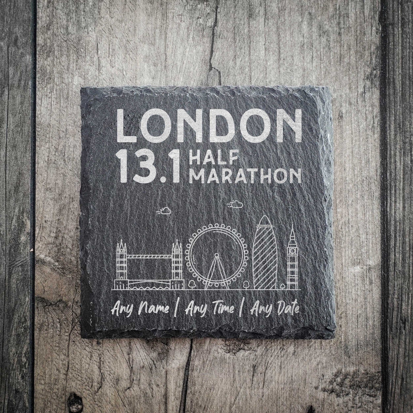 London 13.1 Finisher Skyline Slate Half Marathon Coaster