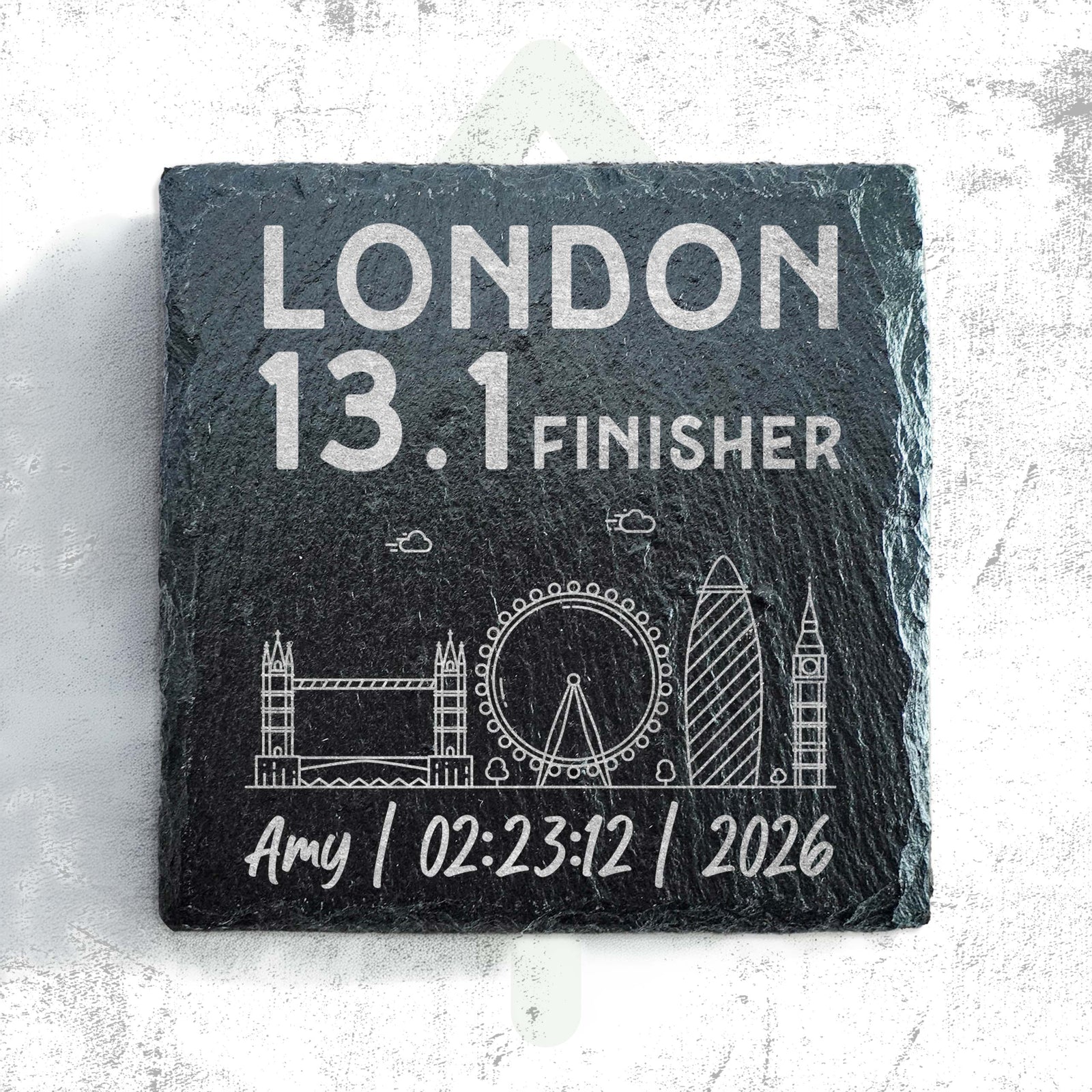 London 13.1 Finisher Skyline Slate Half Marathon Coaster
