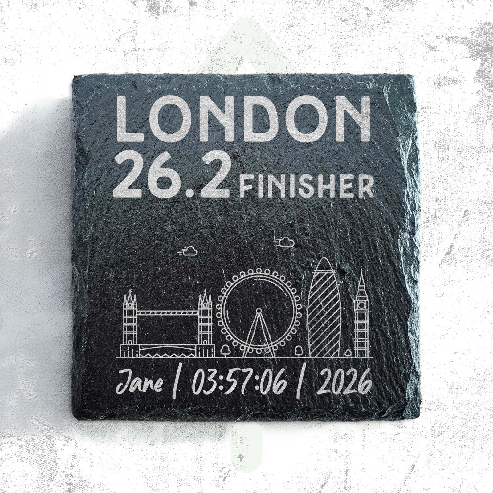 London 26.2 Finisher Skyline Slate Marathon Coaster